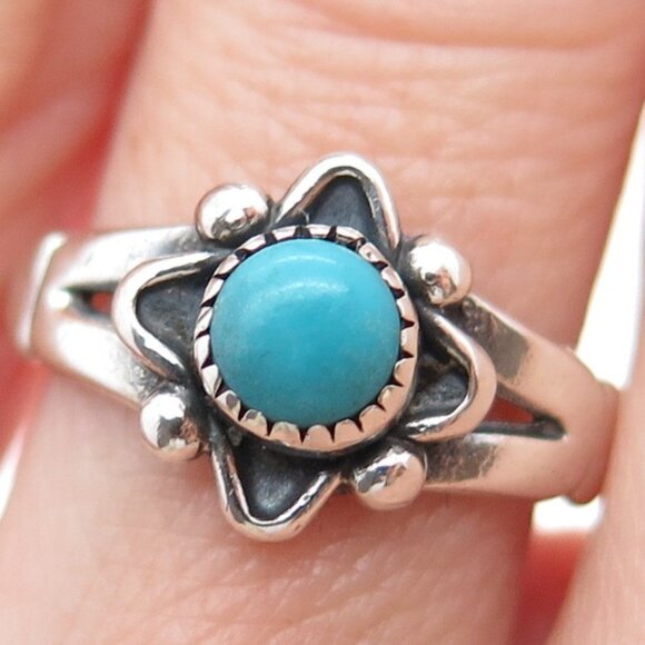 1990 Authentic Signed Ring Bell Navajo Sterling Silver 925 Vintage Turquoise s 6 - Picture 1 of 6